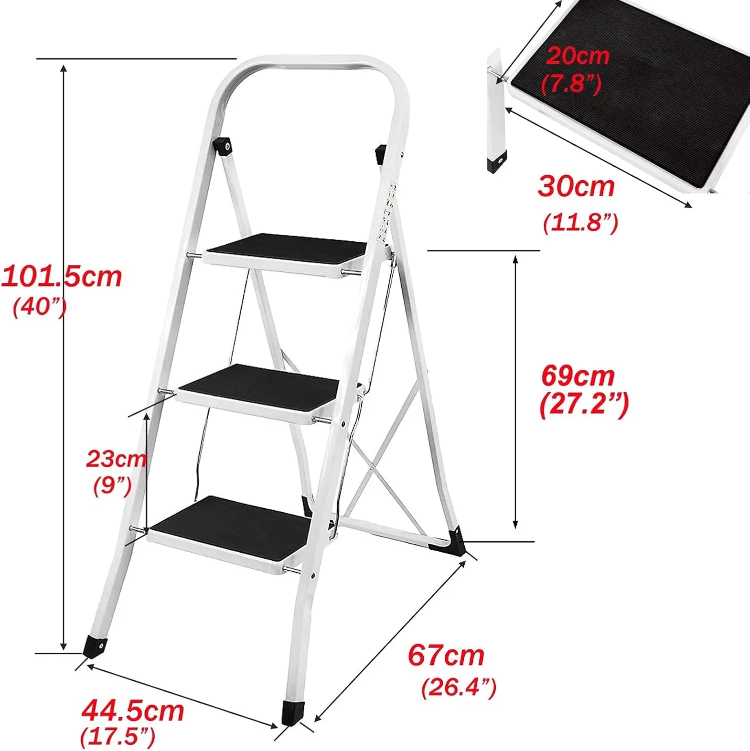 DayPlus Safety Folding Step Stool 2-4 Step Ladder Portable Foldable Stepladder Anti Slip Feet  for Indoor Outdoor Home Office