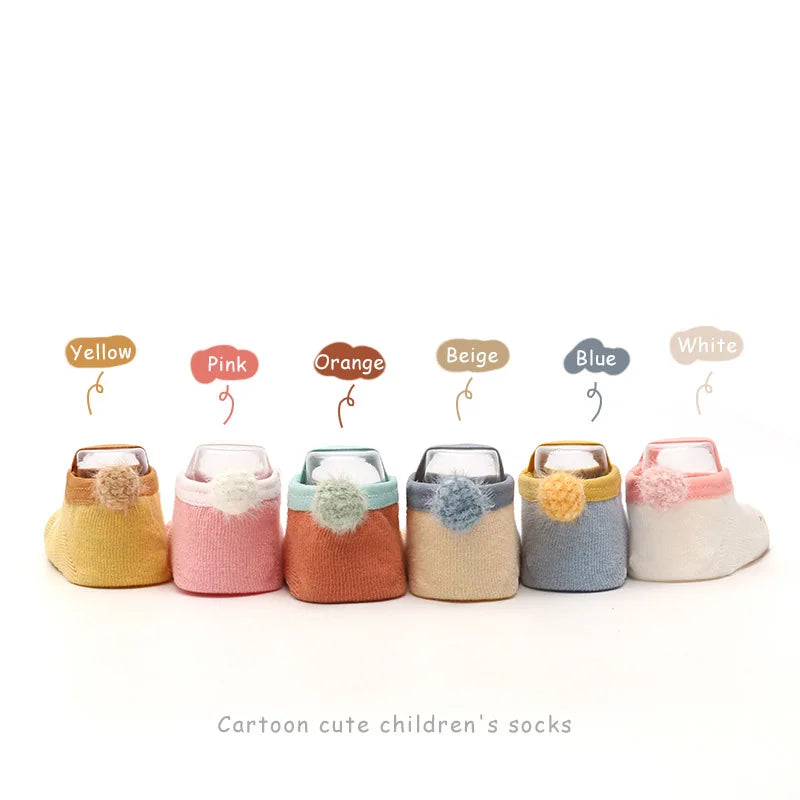 Spring Anti Slip Baby Socks Toddler Kids Floor Socks with Rubber Soles Autumn Newborn Baby Boy Girl Cartoon Cute Ball Warm Socks