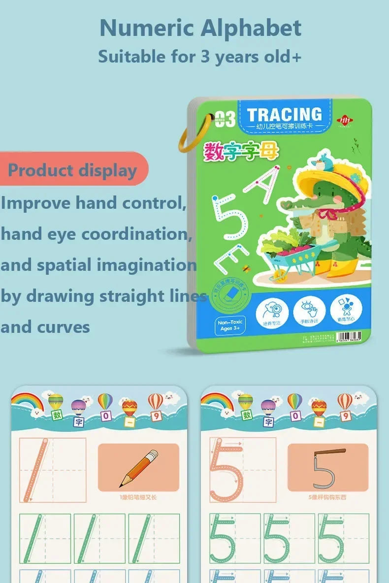 Magical Tracing Workbook Educational Montessori Books for Children Pen Control Training Reusable Calligraphy Copybook for Kids