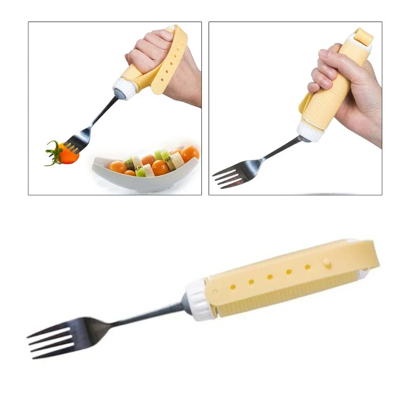 Arthritis Elderly Utensil Disabled Patient Easy Grip Eating Aids Spoon Fork Stainless Steel Removable Rotating Tableware