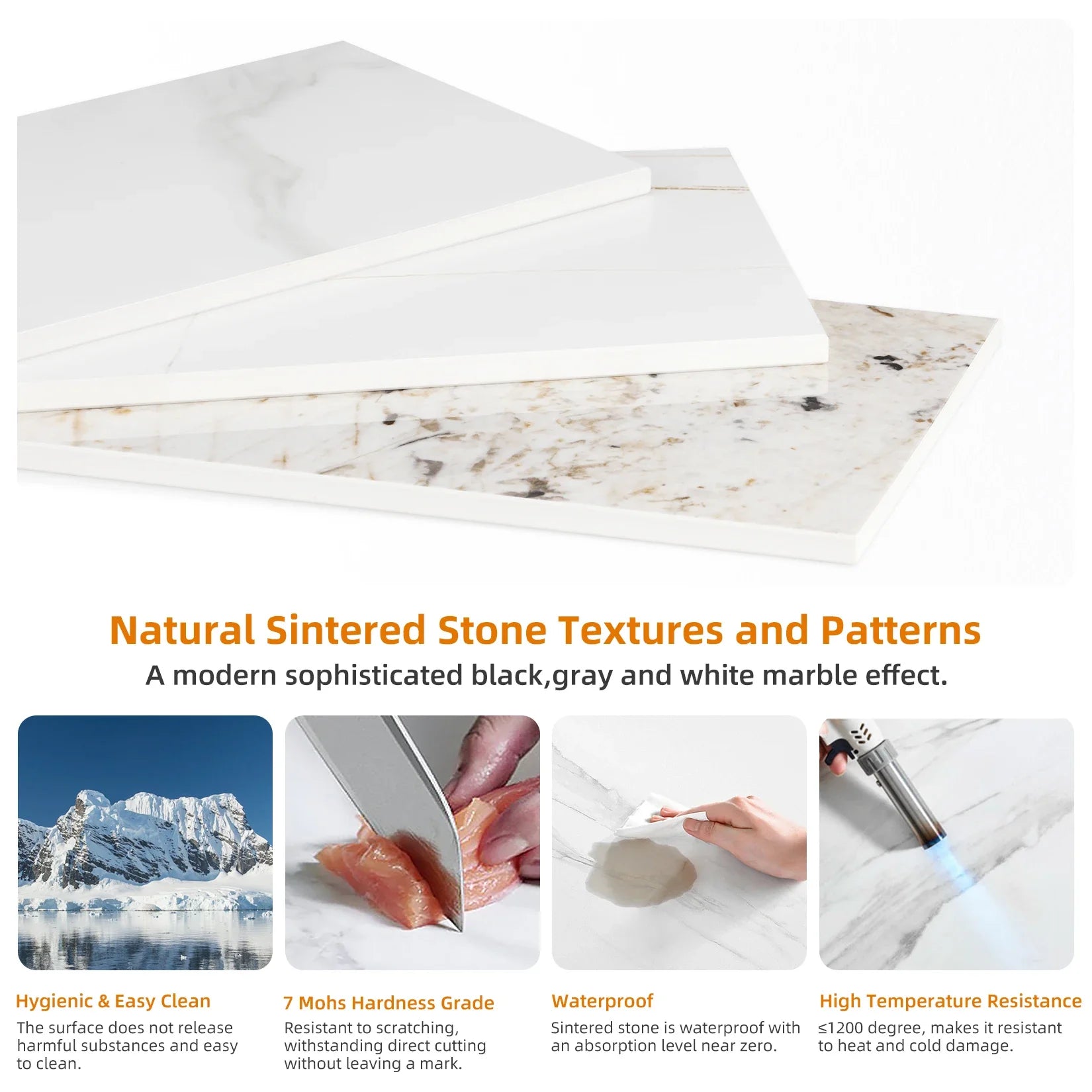 Marble Effect Coffee Table, Large Sofa Side End Table, Golden Metal Frame, 2 Tier, Home Living Room Furniture