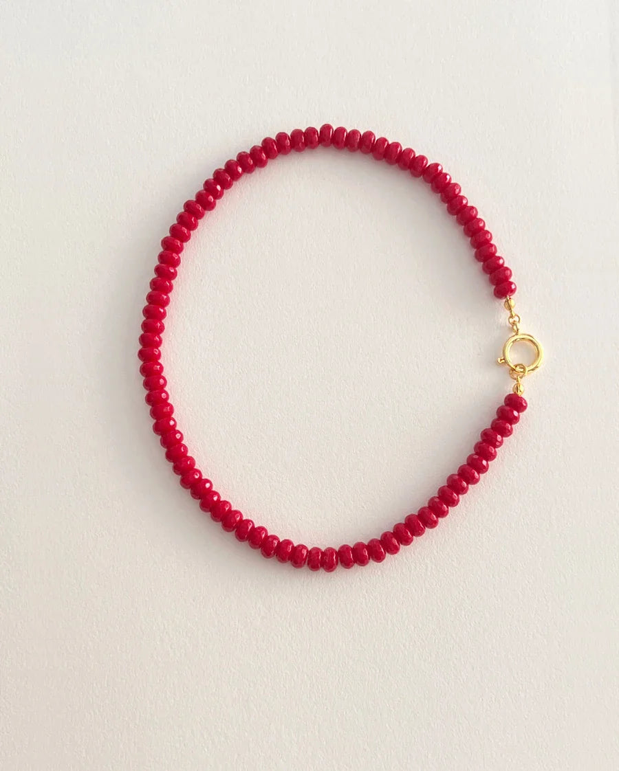 Colored Semi-precious Stone Fashion Necklace 5*8 Cut Natural Stone Beaded Necklace For women, Luxury Handmade  Jewelry