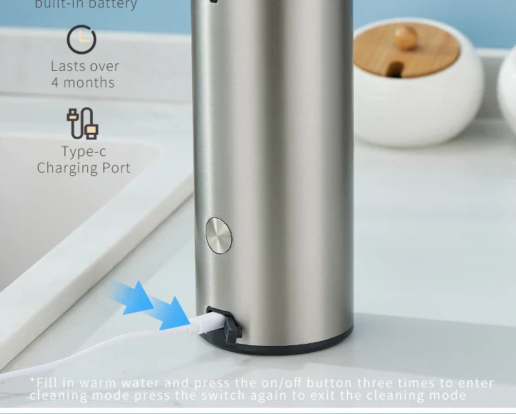 Kitchen Soap Machine Automatic Sensor Out of Hand Sanitizer Smart Electric Body Wash Soap Dispenser 304 Stainless Steel