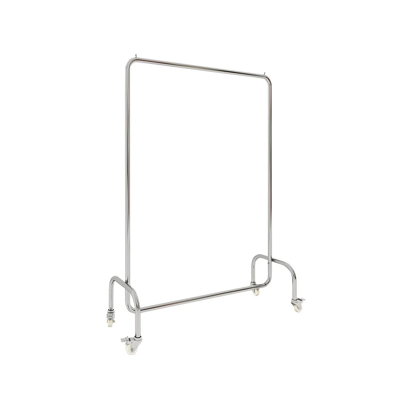 Floor-To-Ceiling Adjustable Stand Mobile Clothes Rail With Wheel Clothing Shop Stainless Steel Display Rack