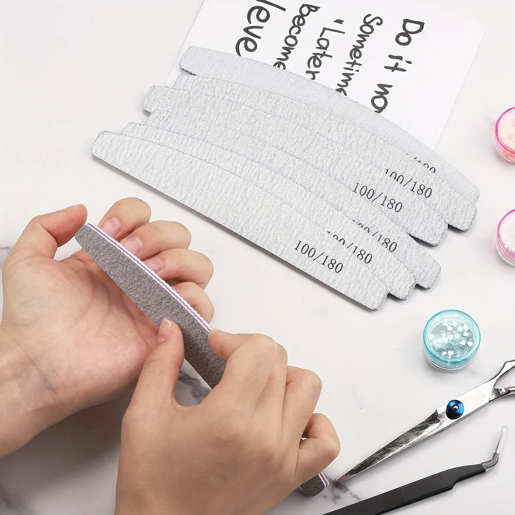 50Pcs Nail Art Files 100/180 Nails Accessoires Gel Nail Polish Polishing Pedicure Manicure Buffers Nail Care Tools lime a ongle