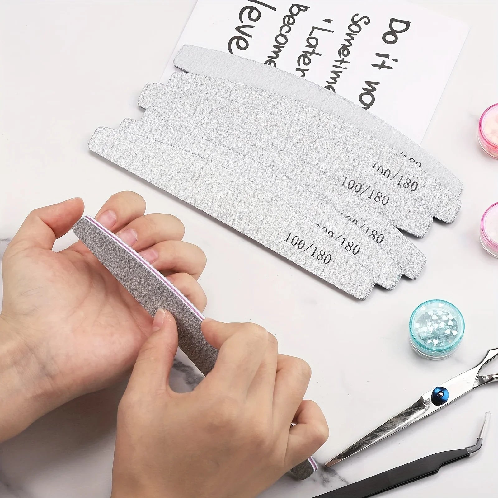 50Pcs Nail Art Files 100/180 Nails Accessoires Gel Nail Polish Polishing Pedicure Manicure Buffers Nail Care Tools lime a ongle