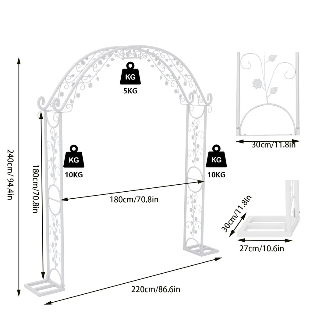 Heavy Duty Metal Wedding Arch, Garden Arbor, Trellis, Archway, Pergola, Balloon Decor Backdrop Stand