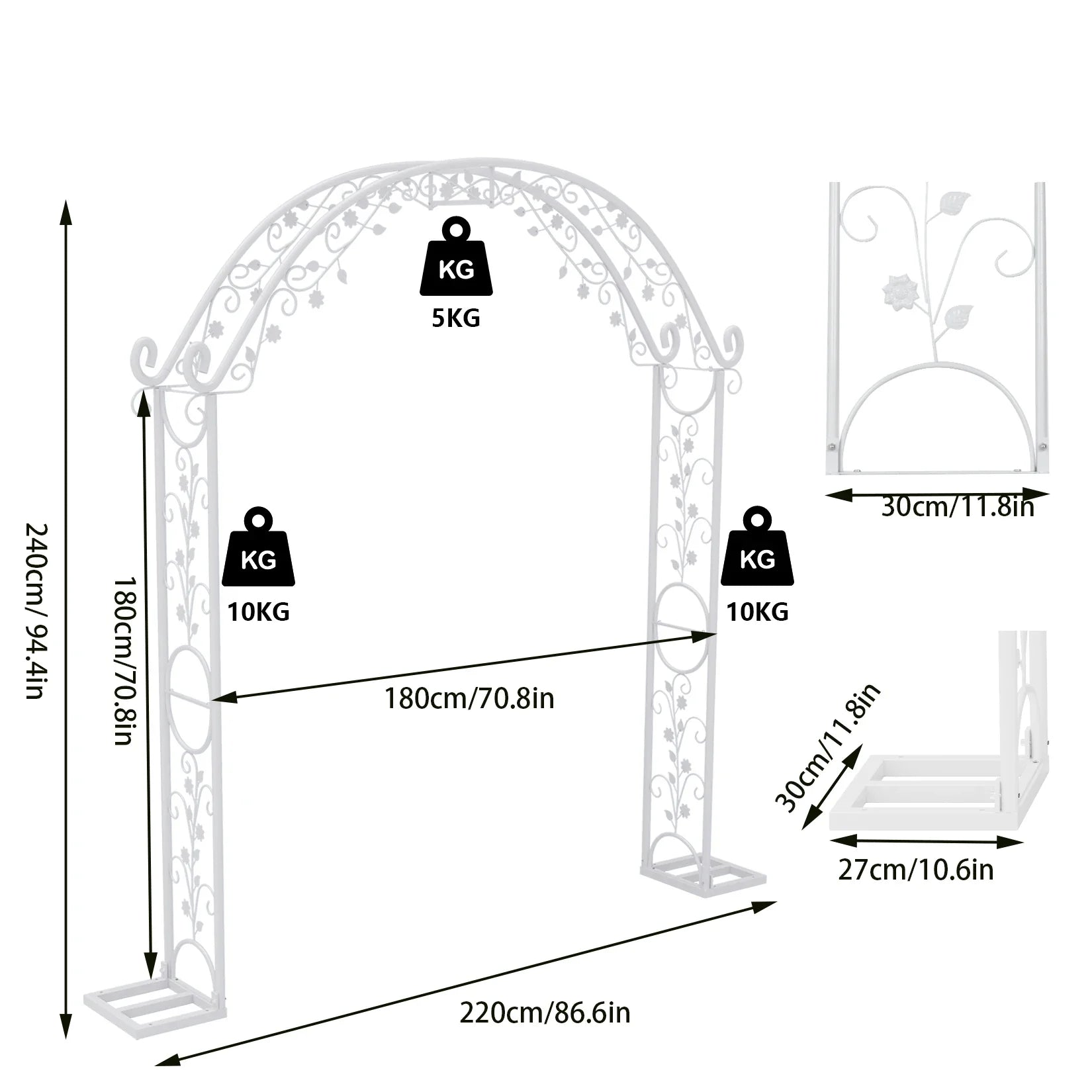 Heavy Duty Metal Wedding Arch, Garden Arbor, Trellis, Archway, Pergola, Balloon Decor Backdrop Stand