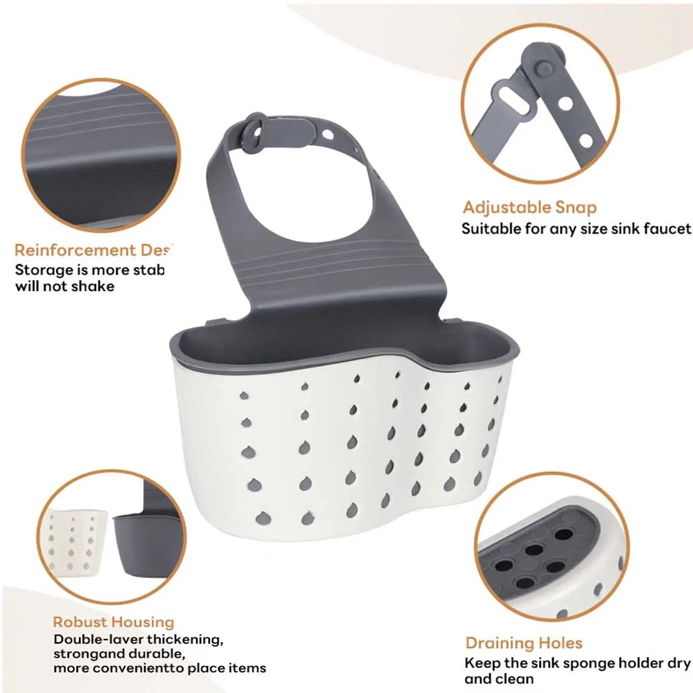 Home Storage Drain Basket Kitchen Sink Holder Adjustable Soap Sponge Shlf Hanging Drain Basket Bag Kitchen Accessories