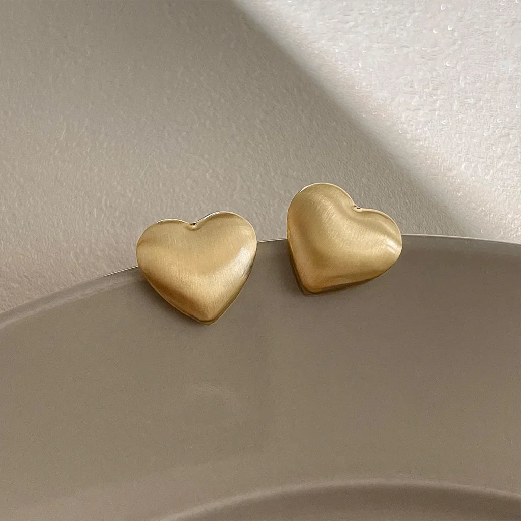 Trendy Brushed Matte Texture Geometric Earrings for Women Japanese and Korean Fashion Temperament Light Luxury Versatile Earring