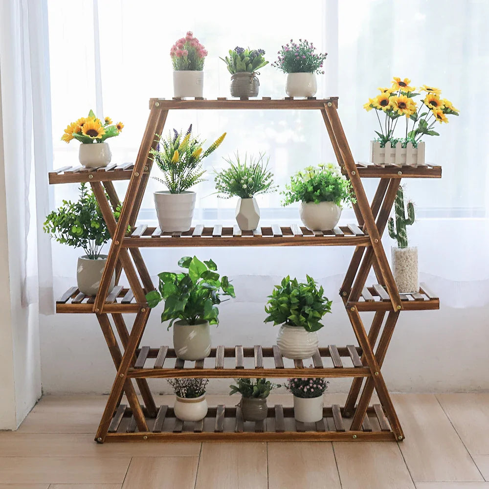 Extra Large Wood Flower Rack, 8 Tier Plant Stand, Bonsai Shelf, Display Rack, Indoor and Outdoor