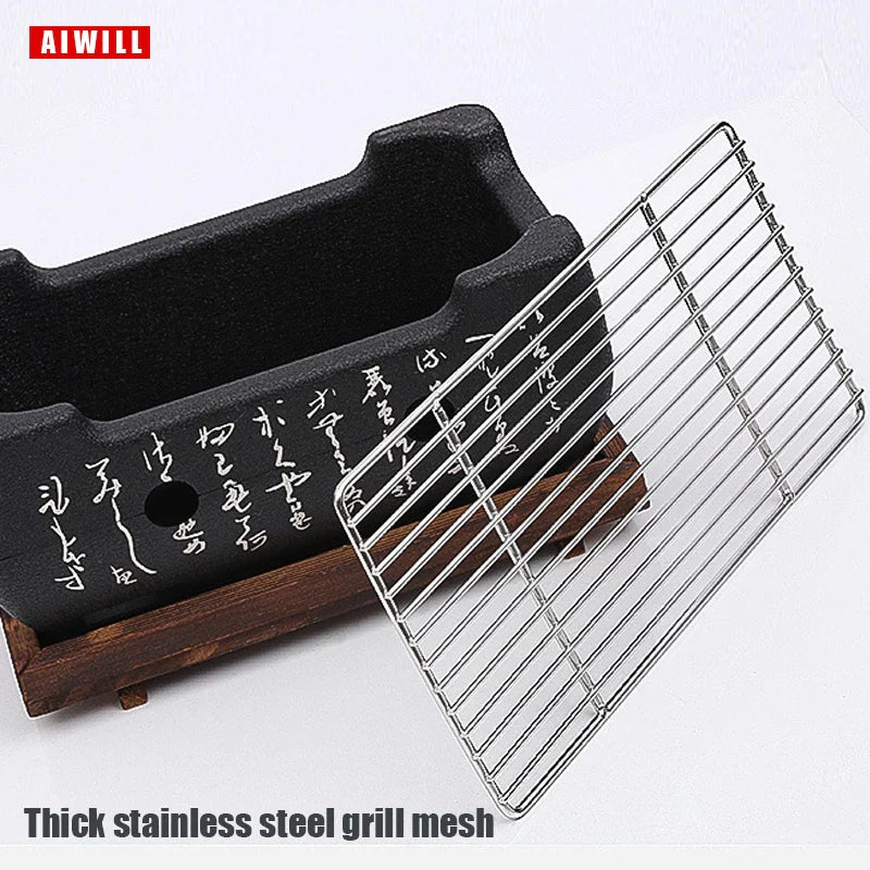 AIWILL Portable BBQ Grill Korean Food Carbon Furnace Barbecue Stove Charcoal Cooking Oven Household Outdoor Reusable Grill Box