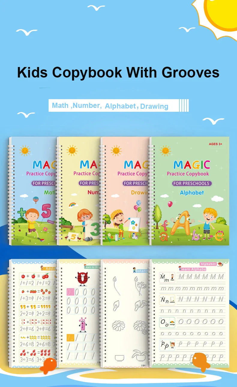 Writing Exercise Books English Groove Magic Practice Copybook Children's Book Learning Numbers Letters Alphabet Calligraphy Gift