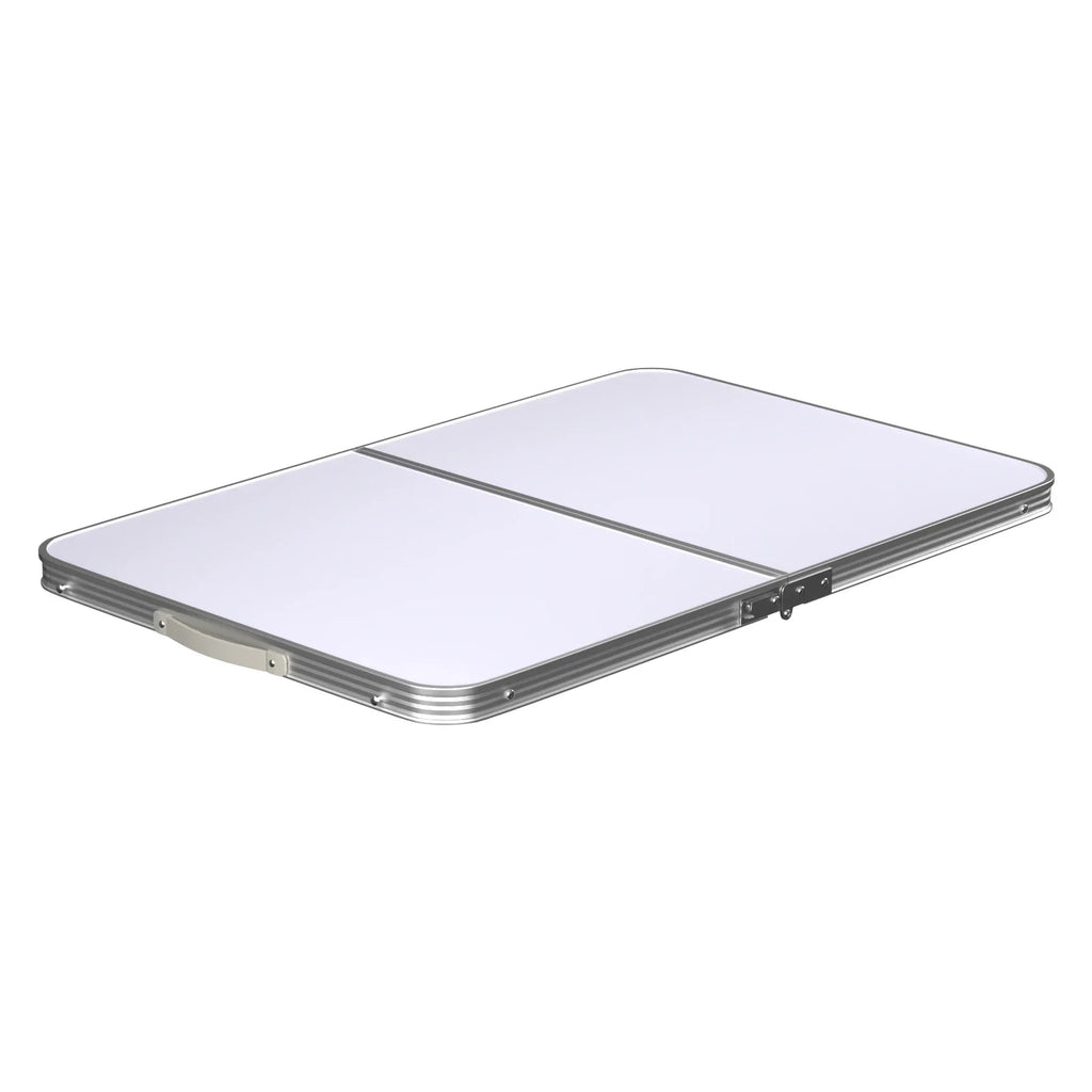 Picnic Folding Table Aluminium Foldable Adjustable Portable White Camping Table with Carrying Handle 90x60x37/67cm
