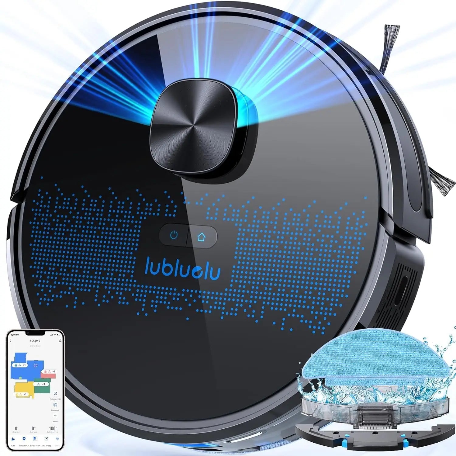 Lubluelu SL60D Robot Vacuum and Mop Combo - 4000Pa Suction, 150Mins Runtime, Quiet Operation, 10 No-Go Zones For Pet Hair Carpet
