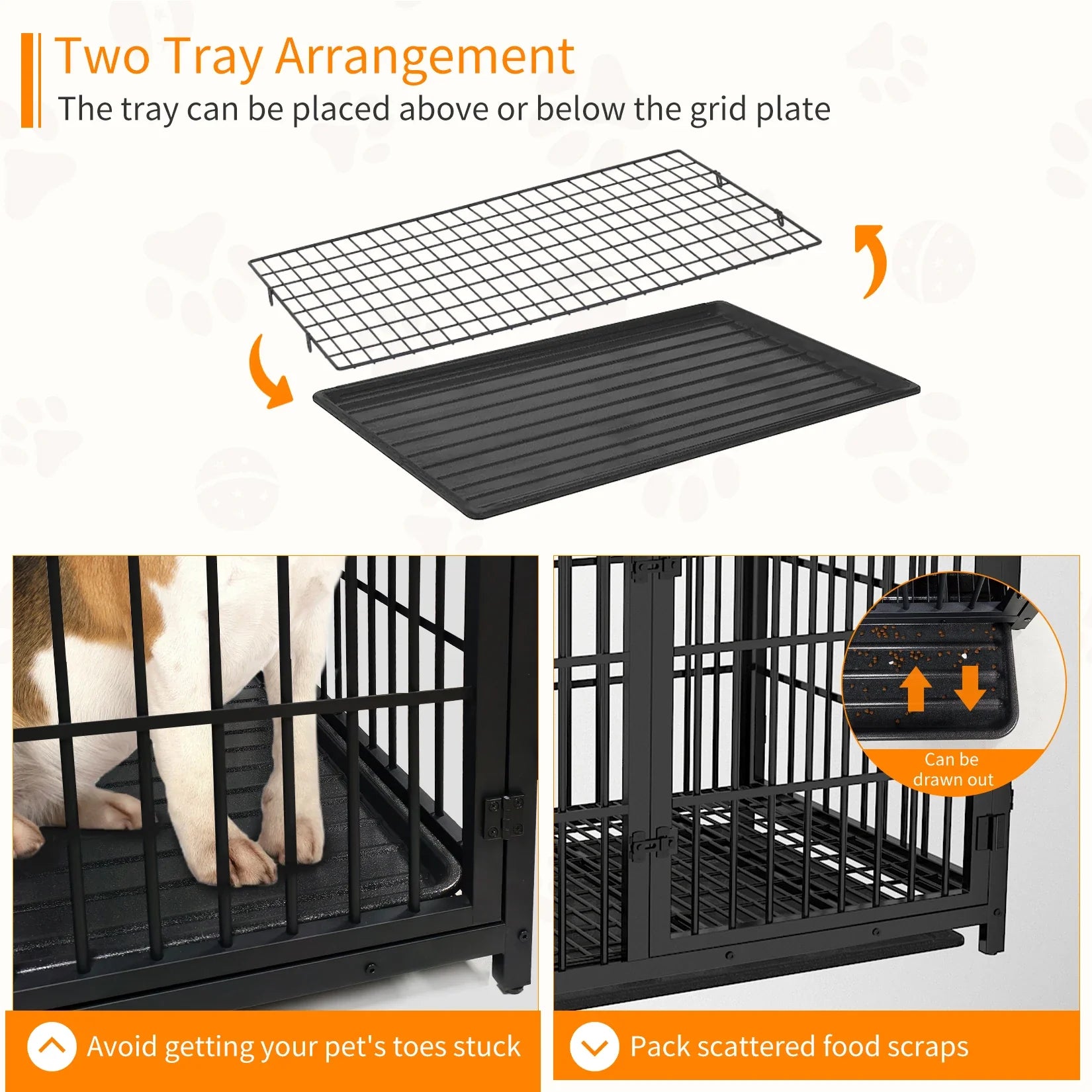 Furniture Style Dog Cage XXL Wooden Pet Kennel End Side Table with Tray and 3 Doors for Medium to Large Dogs