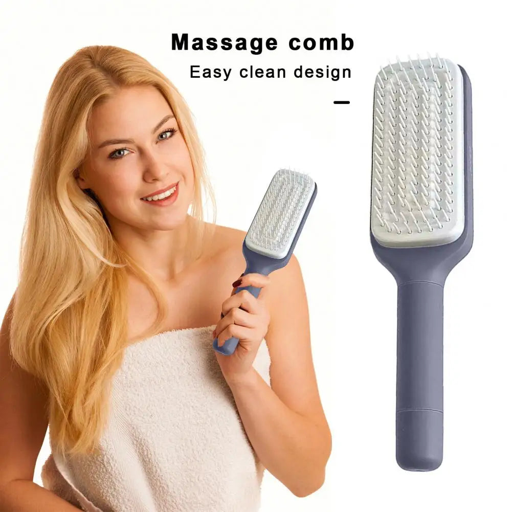 Large Massage Comb One-Key Self Cleaning Hair Brush Anti-static Scalp Massage Hair Comb Women Hairdressing Telescopic Comb