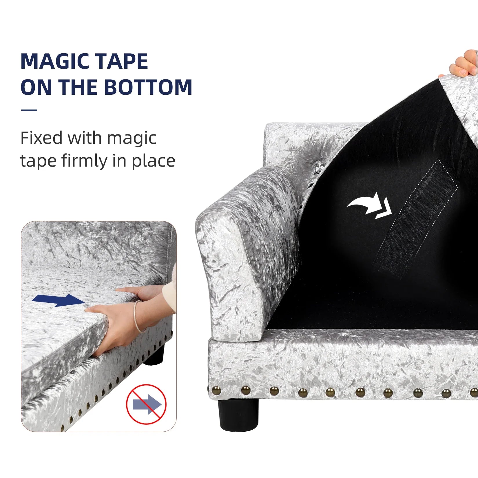 Dutch Velvet Upholstered Pet Lounge Chair, Dog Bed, Sofa, Couch Bed, Solid Wood Legs, Detachable Pad, Pet Supplies, L, XXL