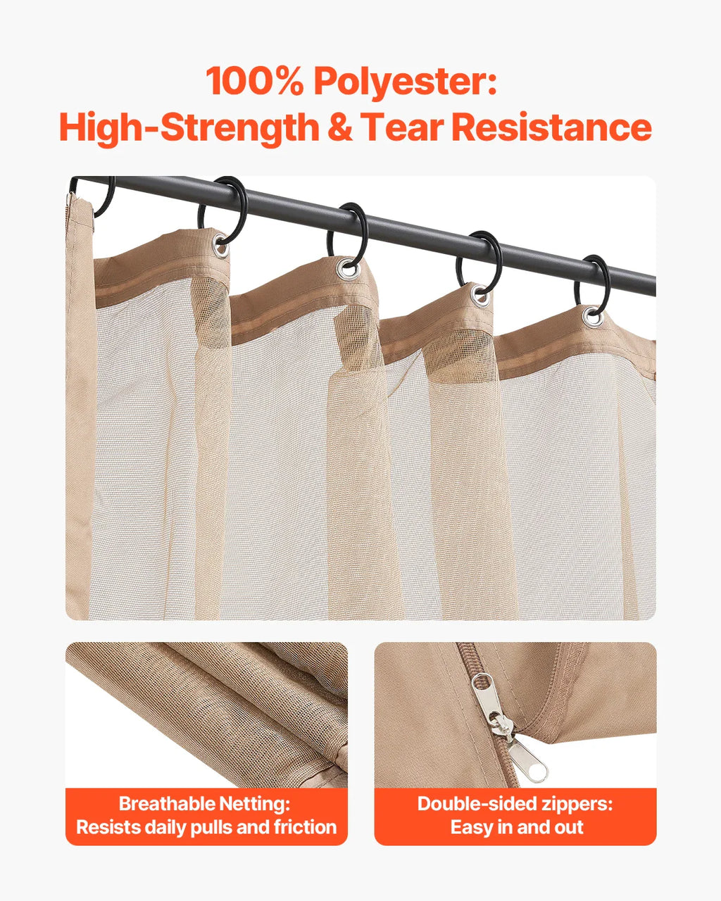 VEVOR Gazebo Netting Replacement Outdoor Garden Gazebo Ne 4-Panel Sidewall Mesh Gazebo Curtain with Double Zipper for Garden