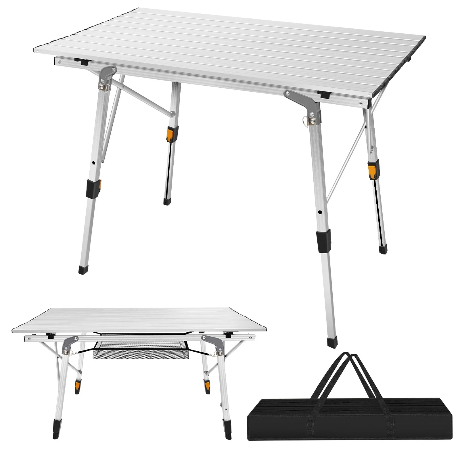 Foldable Aluminum Picnic Table 90x52x68cm, Height Adjustable 45-68 cm, Stable Structure, Anti-slip, Carry Bag