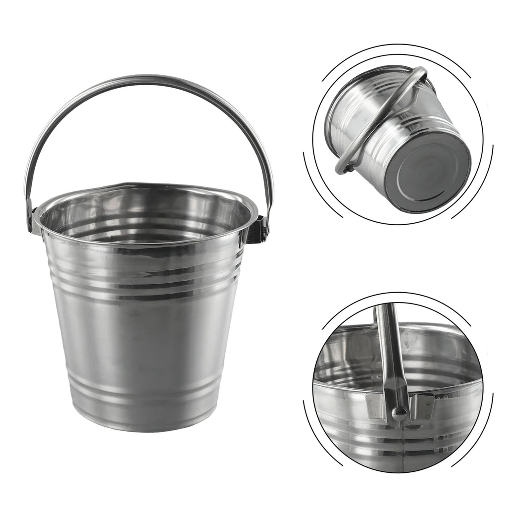 Stainless Steel Ice Bucket Ice Chiller Cooler With Handle Ice Cube Container Portable For Wine Champagne Beer Party Bar Tools