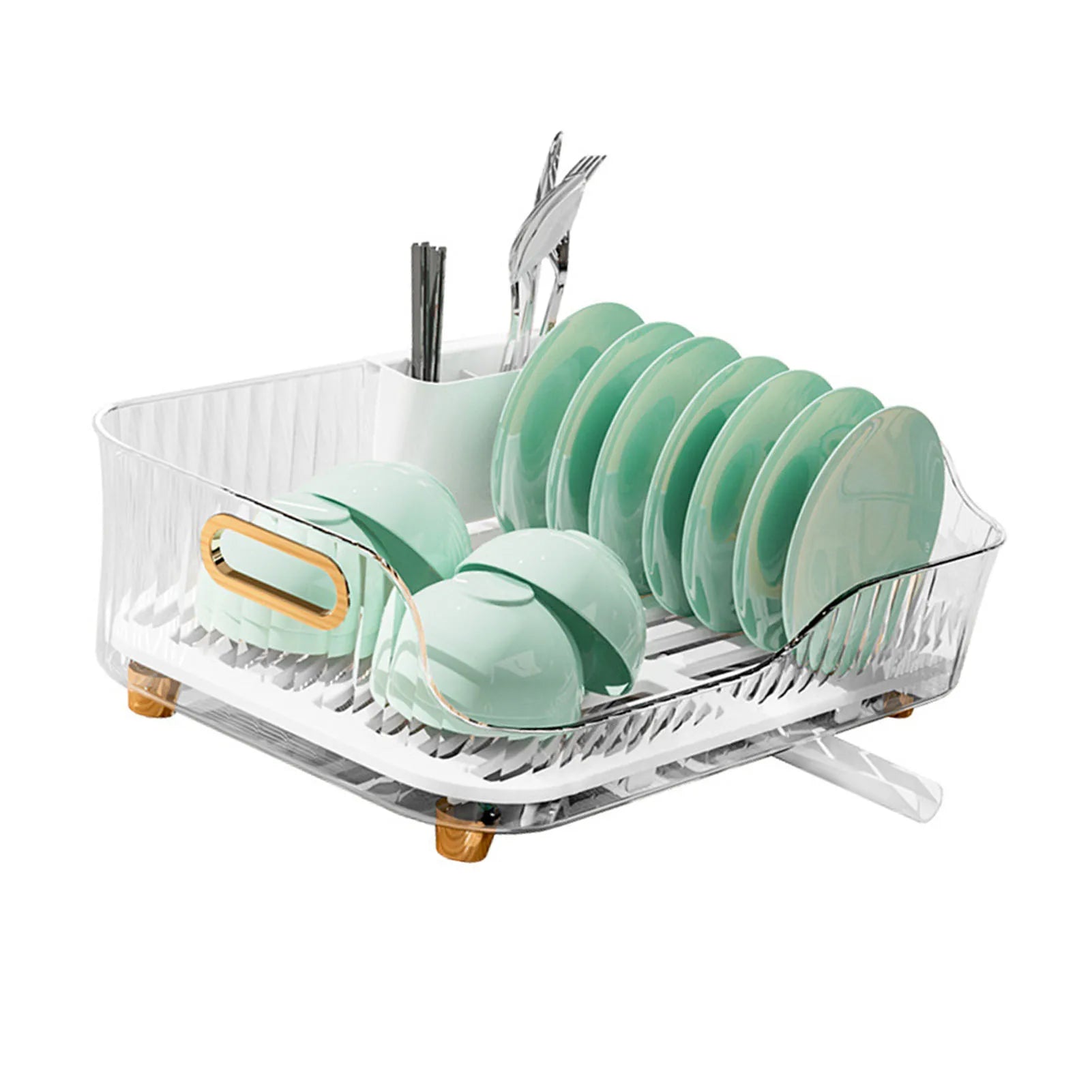 Dish Drying Rack Bowl Plate Storage Dish Drainer Rack with Drainboard for Kitchen Counter and Sink