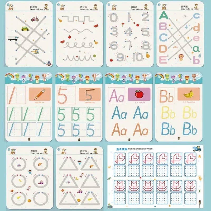 Magical Tracing Workbook Educational Montessori Books for Children Pen Control Training Reusable Calligraphy Copybook for Kids