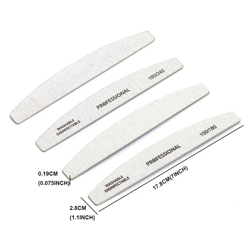 10pcs/Lot Wooden Nail Files Professional 100 180 240 Emery Board Manicure Buffer Grey Boat Double-sided Wooden Pedicure Buffers