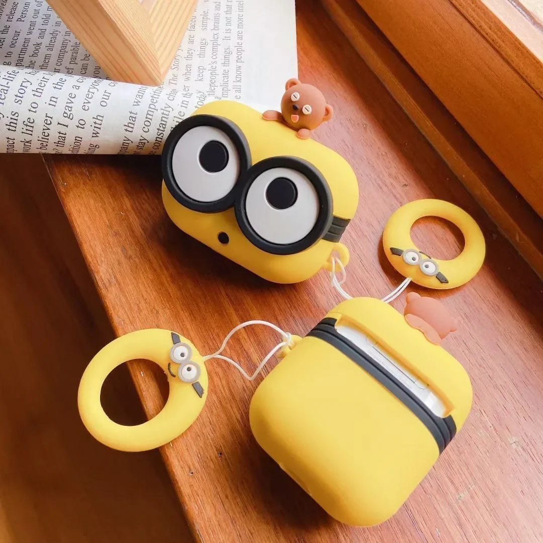 For Airpods 4 Case 2024,3D Cartoon Big Eyes With Bear Toy Silicone Earphone Cover For Airpod 4 Case/Airpods Pro 2 Case Funda
