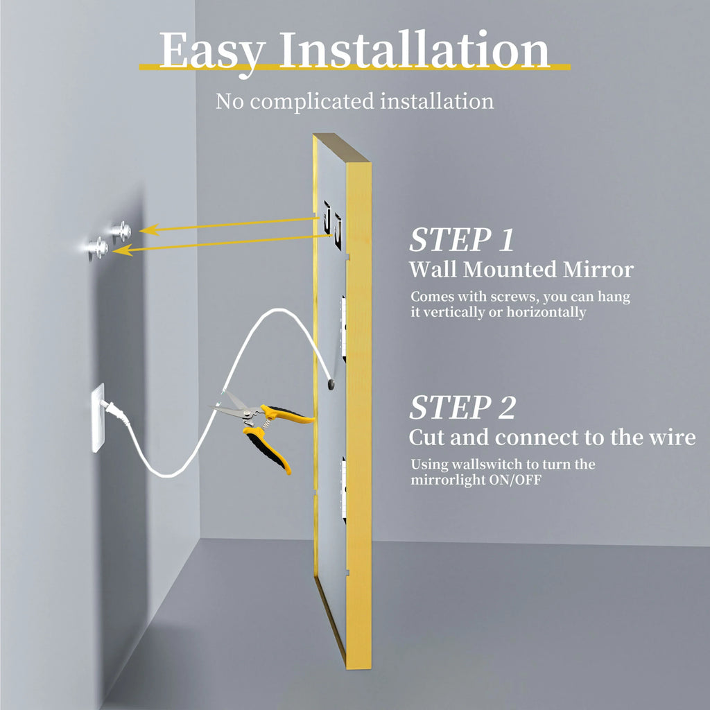 Gold Lighted Bathroom Mirror Rectangular Large LED Lighted Bathroom Mirror Gold Aluminum Frame with Front-lit Adjustable