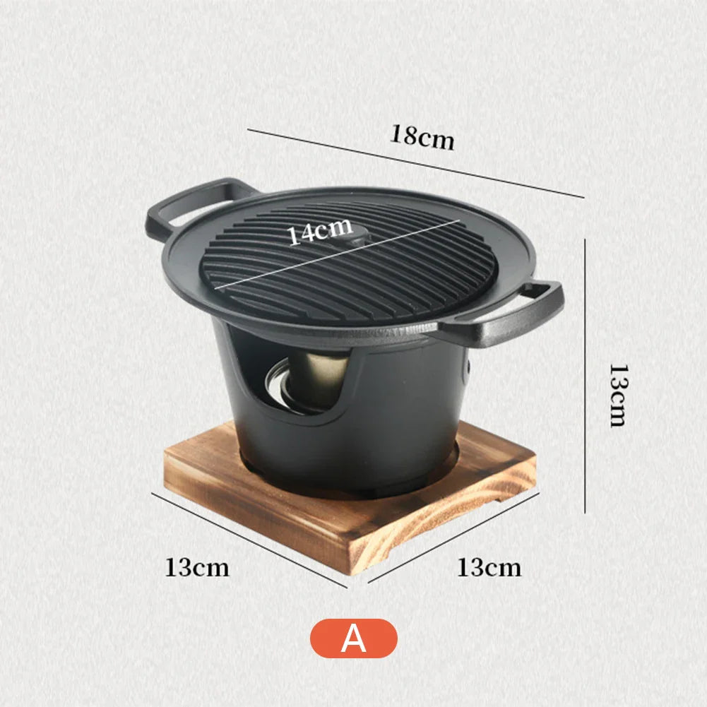 Mini BBQ Alcohol Stove Barbecue Grill Japanese One Person Cooking Oven Detachable Outdoor BBQ Plate Roasting Meat Tools