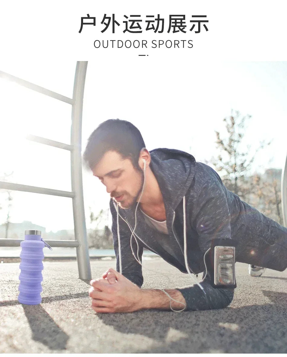 New Portable Silicone Water Bottle Retractable Folding Coffee Bottle Cups E Outdoor Travel Tools Collapsible Sport Bottles