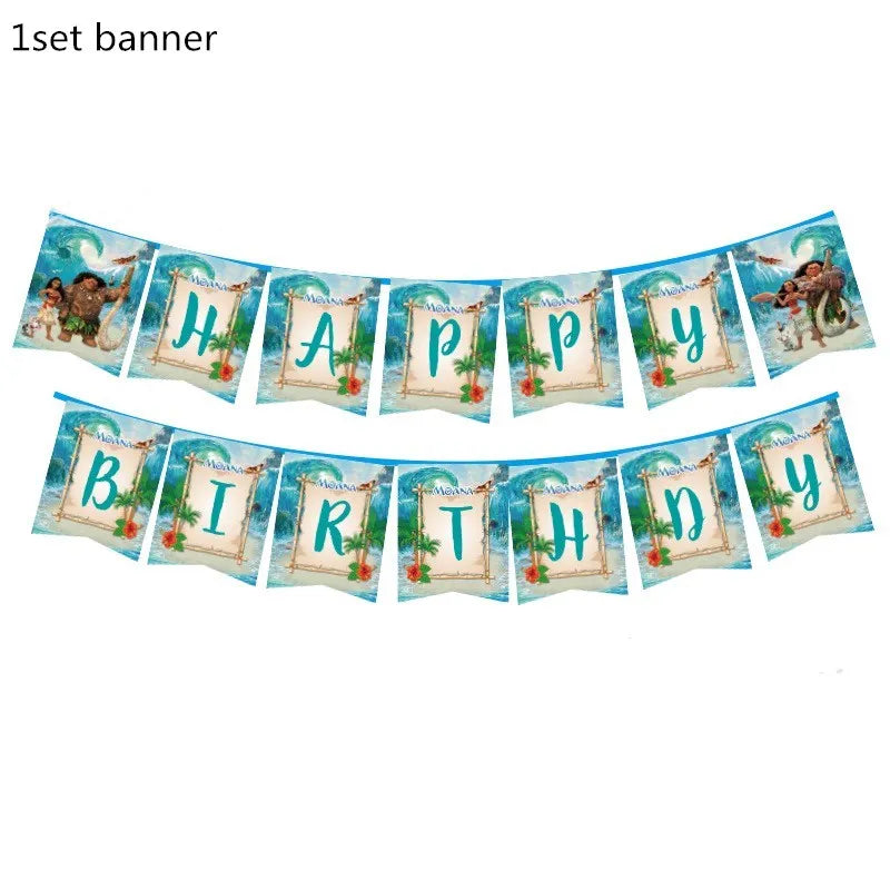 Disney Moana Birthday Party Decorations Supplie Moana Celebration Party Balloons Disposable Tableware Cup Plate Baby Shower Toys