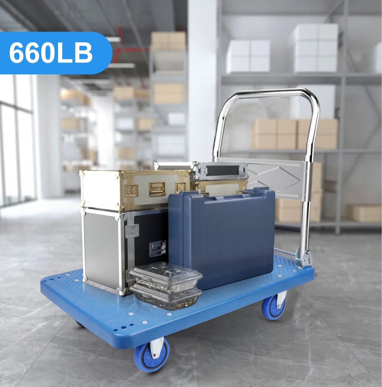 Heavy Duty Shopping Cart Hand Truck Dolly Cart with Wheels Portable Folding Cart Trolley Luggage Cart