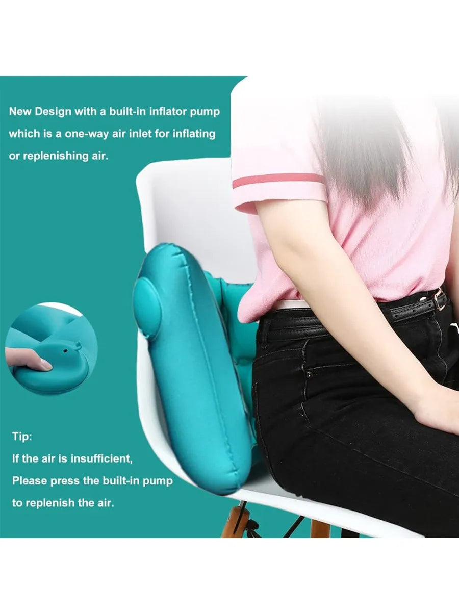 Inflatable Travel Nursing Waist Pillow, Blow Up Lumbar Body Back Support Pillow for Airplane Long Flight Journey Travel Airplane