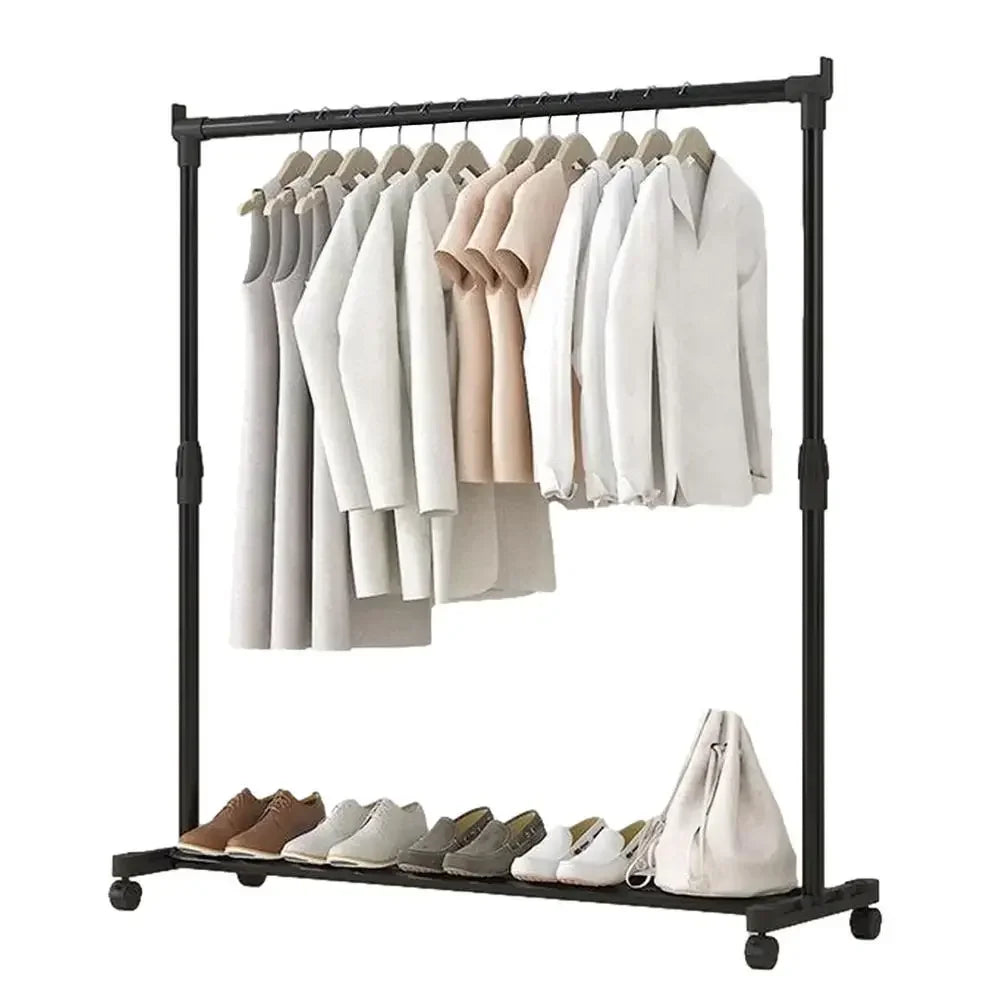 Movable Drying Rack with Wheels, Telescopic Metal Drying Rack, Adjustable Drying Rack for Laundry