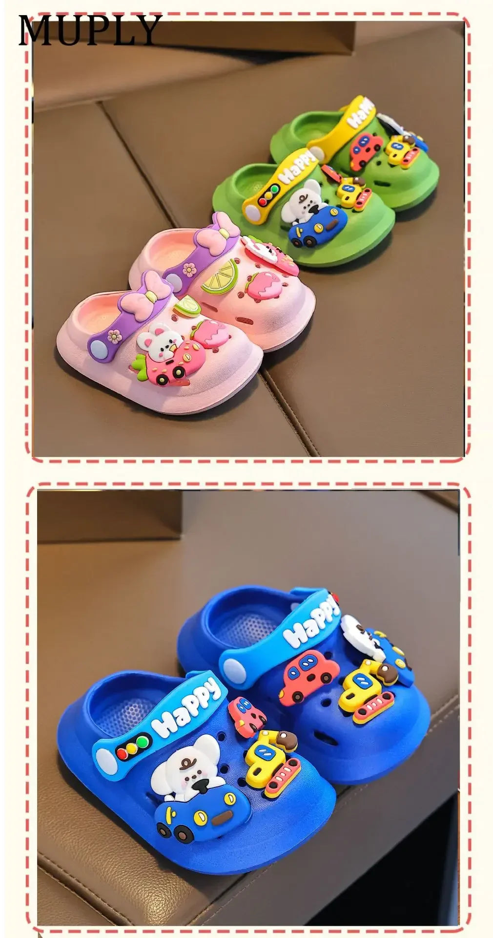 Summer Children Garden Clogs Shoes Boys&Girls Beach Sandal Kids Lightweight Breathable Cute Cartoon Slip Baby Slippers