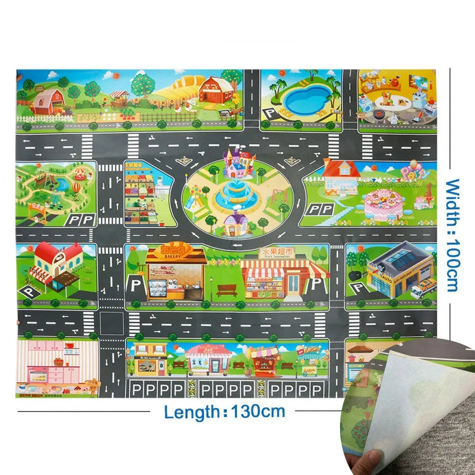 Thin Plastic Traffic Road Carpet for Kids Playmat Children Rug Simulated Parking Map Toy Baby Play Mat Little Boy Girl Mats Toys