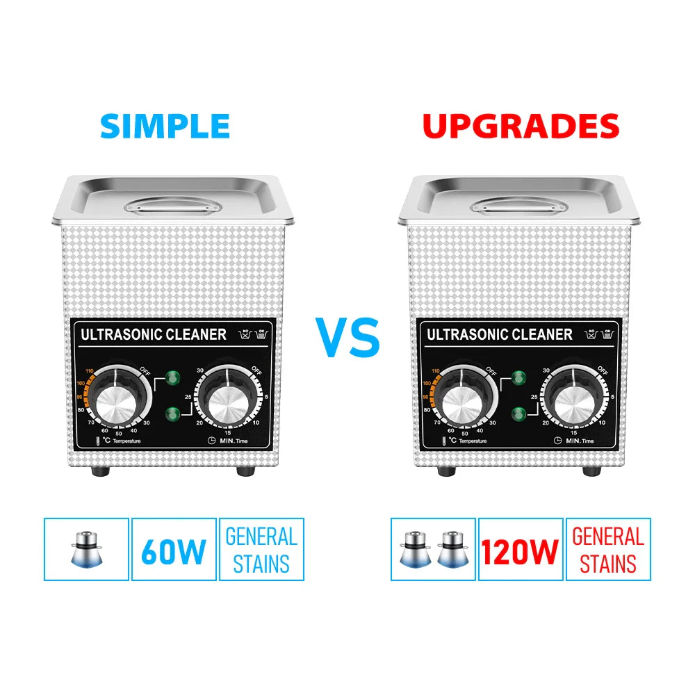 Ultrasonic Cleaner Bath 2L 60W/120W with Stainless Basket Heater Timer Digital Display Diswasher Ultrasound Home Appliances