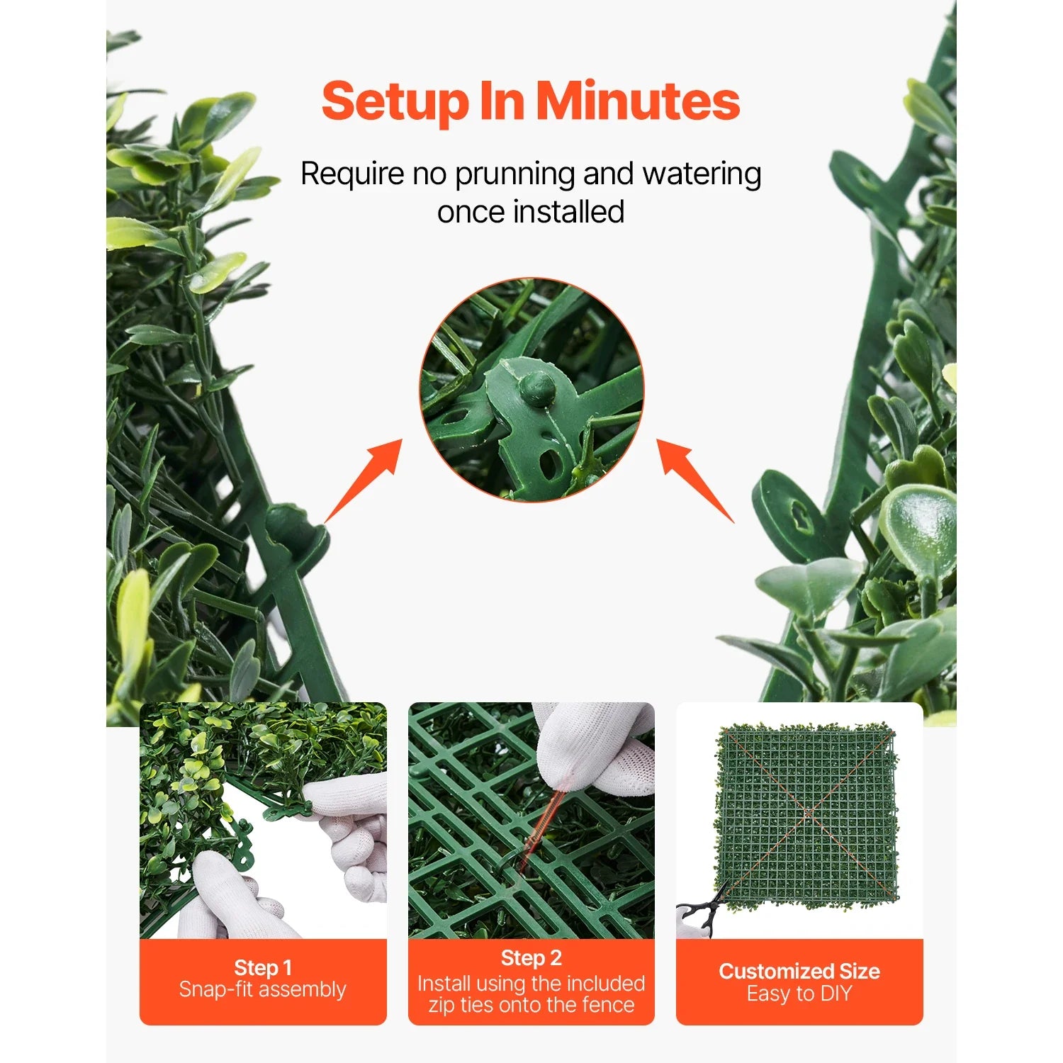 VEVOR Artificial Grass Wall Panels 40/60 x 120in Milan Grass Greenery Boxwood Panel for Outdoor Decor Hedge Screen for Garden