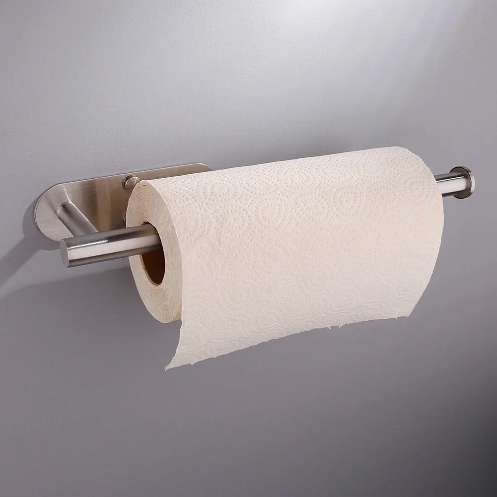 Adhesive Toilet Roll Paper Holder Organizer Wall Mount Storage Stand Kitchen Bathroom No Drill Tissue Towel Dispenser Stainless