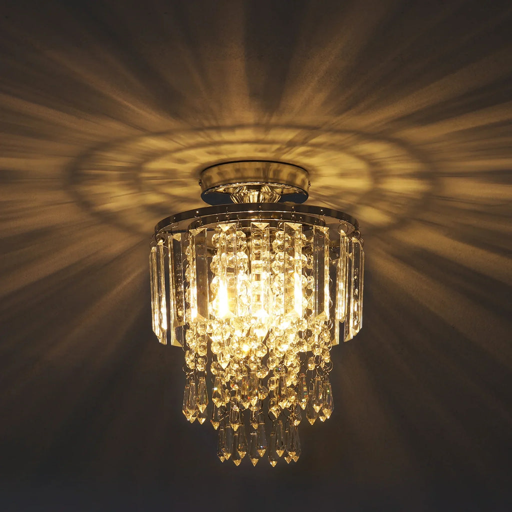 KOMORE Crystal Mount Ceiling Light 23cm /25cm / 30cm Dia for Living Room, Bedroom, Kitchen
