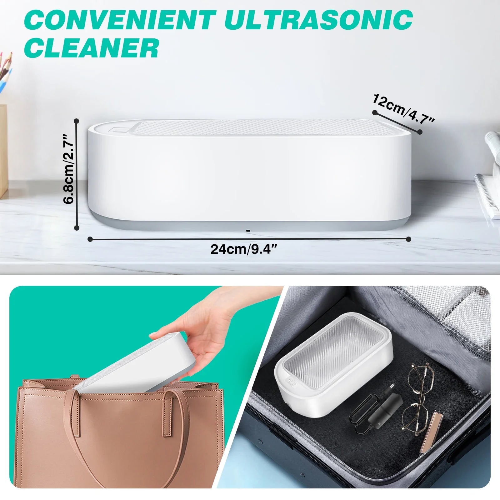 650ML Ultrasonic Cleaning Machine High Frequency Vibration Cleaner Washing Tool Portable Watch Jewelry Glasses Braces Cleaner
