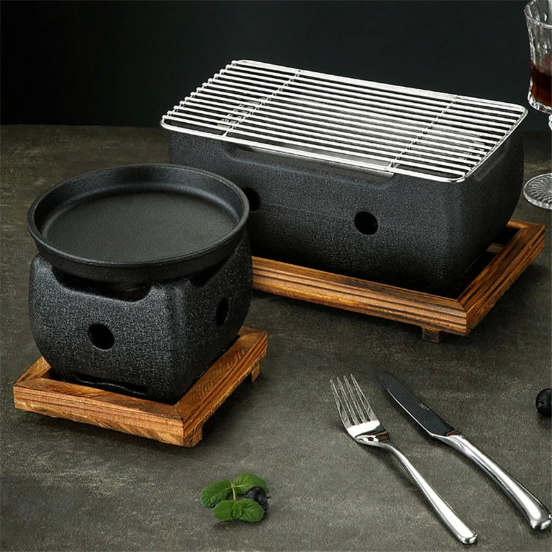 Aluminum alloy tea cooker Small oven Korean style cast iron barbecue dish portable grill korean bbq Japanese charcoal grill