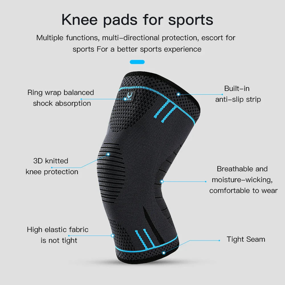 Compression Knee Support Sleeve - Elastic Breathable Brace for Sports Basketball Running Gym