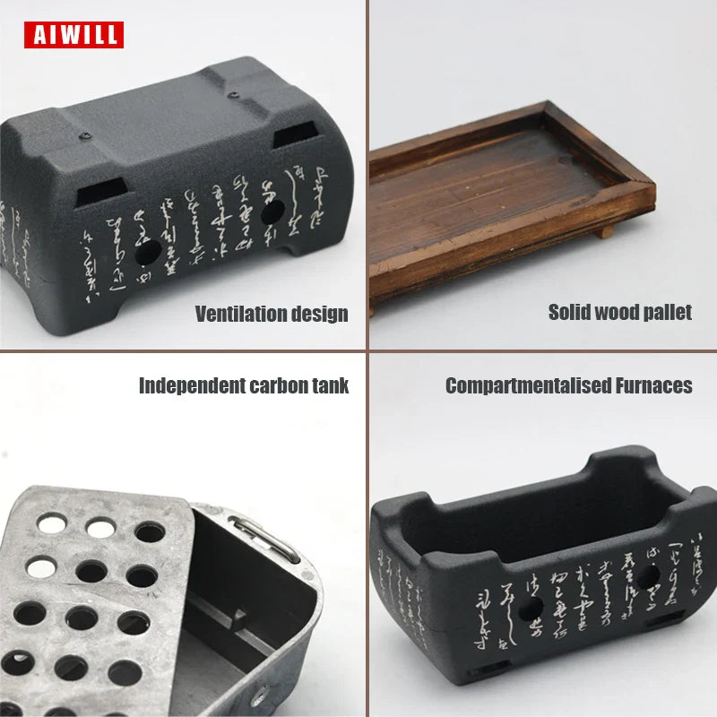 AIWILL Portable BBQ Grill Korean Food Carbon Furnace Barbecue Stove Charcoal Cooking Oven Household Outdoor Reusable Grill Box