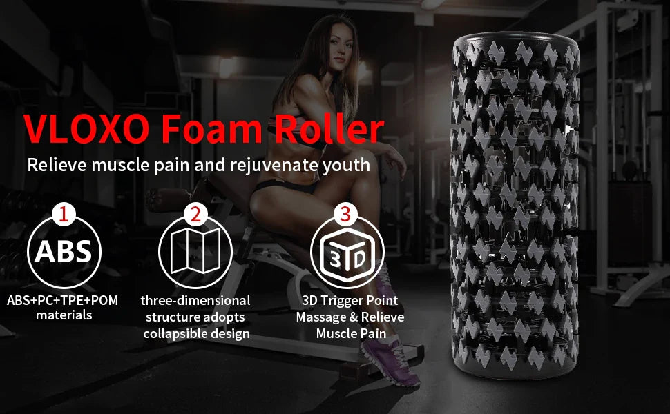 Folding Yoga Column Adjustable Pilates Foam Roller Portable Fitness Equipment Leg Back Muscle Massage and Relaxation