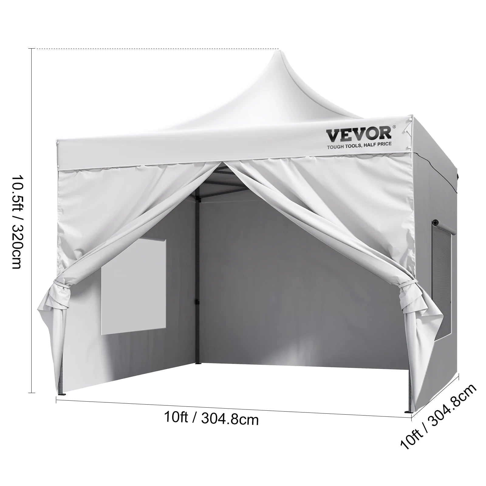 VEVOR 10x10 FT Pop up Canopy with Removable Sidewalls Portable Gazebo & Wheeled Bag  UV Resistant Waterproof Tent for Patio