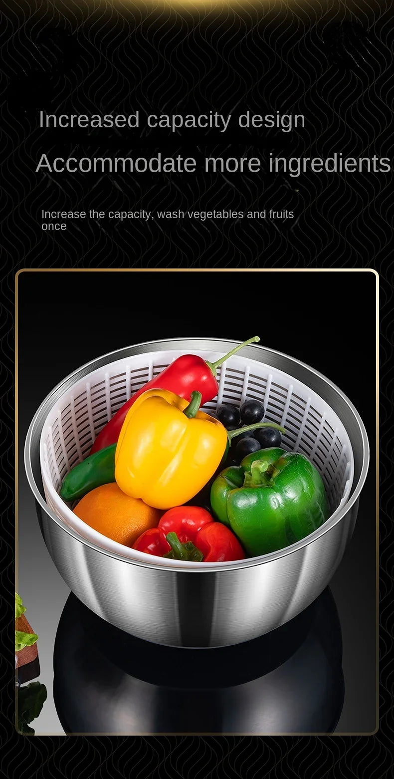 Stainless steel Vegetable Dehydrator Electric Cleanse Dryer Strainer Fruit and Vegetable Dry Wet Separation Dehydrator Kitchen