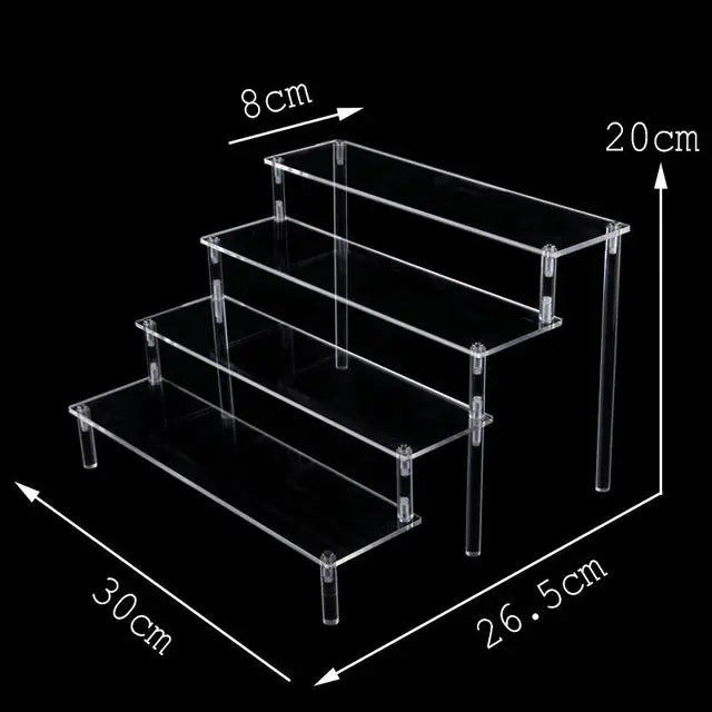 Acrylic Riser Display Stand Perfume Organizer Shelves for Amiibo Funko Figures Toys Cupcake Desserts Collection Cosmetic Jewelry